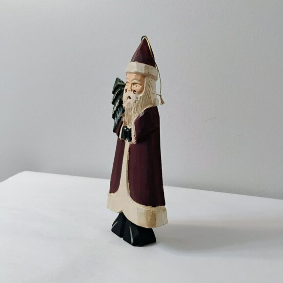 Vintage Bath & Body Works Christmas 1994 Santa Figurine Rustic Wood Ornament 8" - Picture 5 of 6